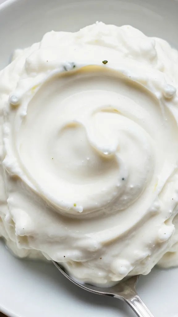 spoonful of lemon-dill tzatziki ice, frosty surface