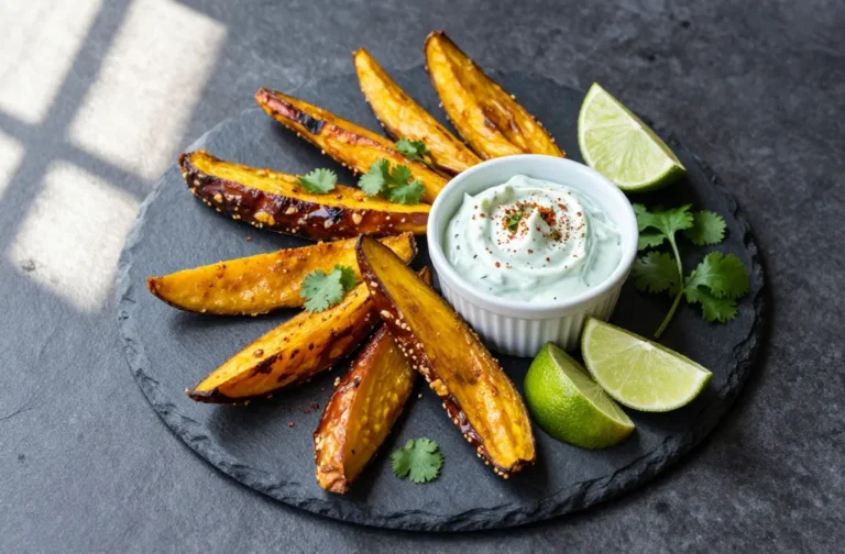 Crisp, Zingy Air Fryer Chayote Squash Wedges, Cilantro-Lime Tajin Dip