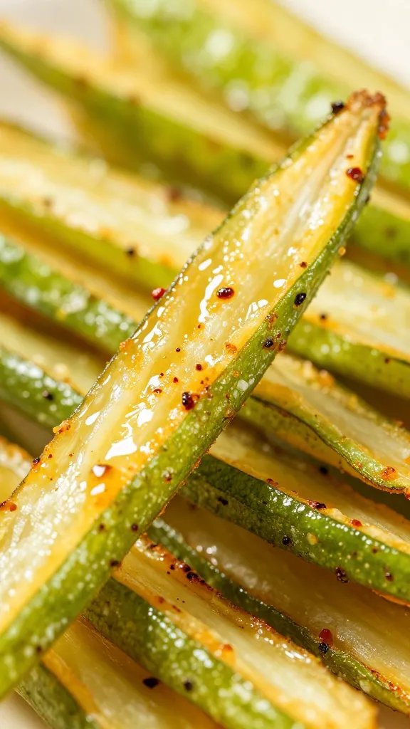 macro of crispy chayote edge with visible seasoning