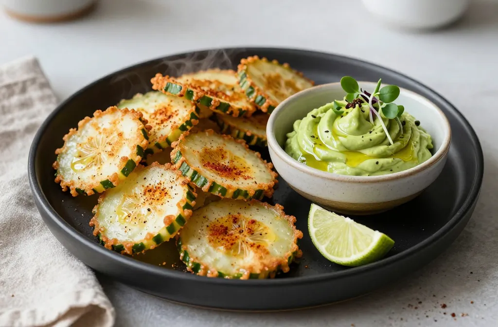 Viral Air Fryer Cucumber "Crisps" with Wasabi Avocado Mousse