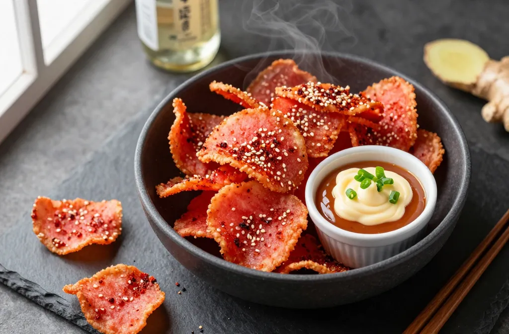 Viral Snack Alert Air Fryer Korean Watermelon Kimchi Crisps, Gochujang Mayo