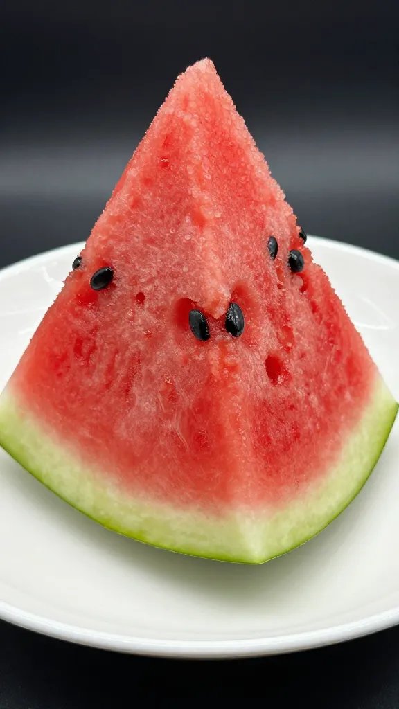 single watermelon fry on white porcelain plate