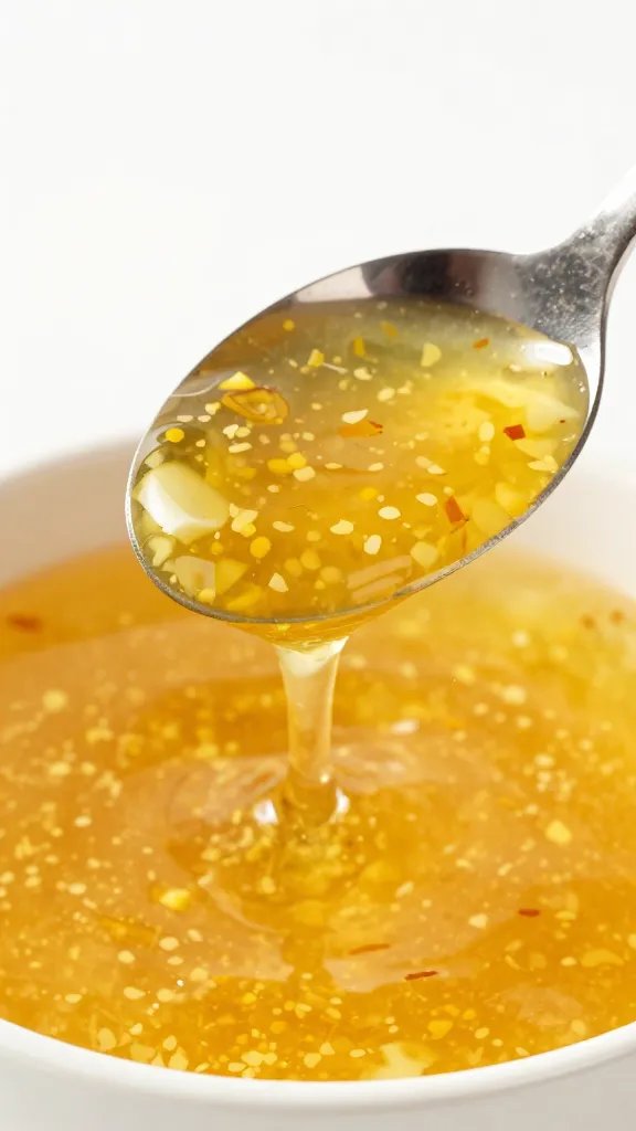 huancaína sauce spoonful with visible aji amarillo flecks