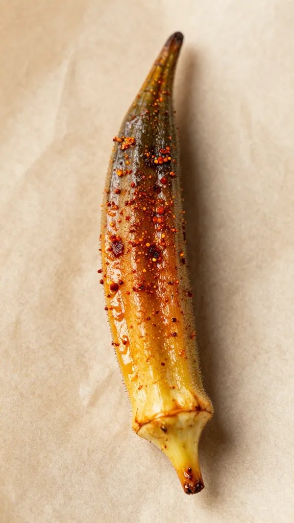 smoked paprika-dusted okra pod on parchment