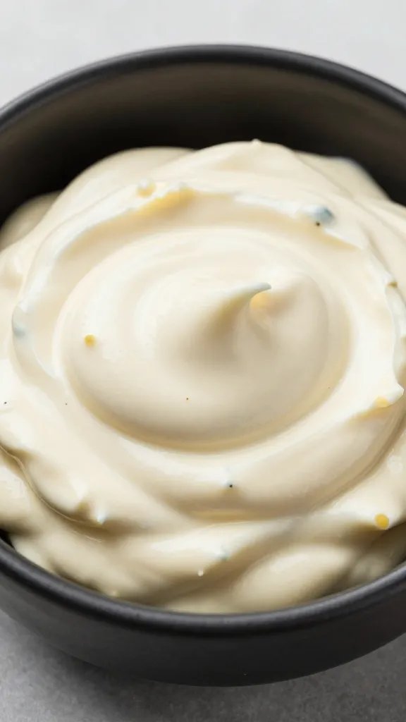 creamy remoulade swirl in black ceramic dish
