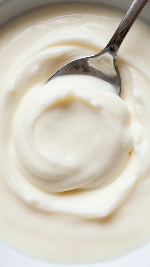 spoonful of cotija-ancho crema, overhead closeup