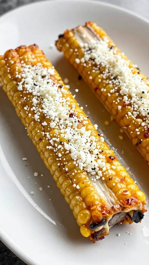 crispy corn rib with cotija crumbles, shallow depth