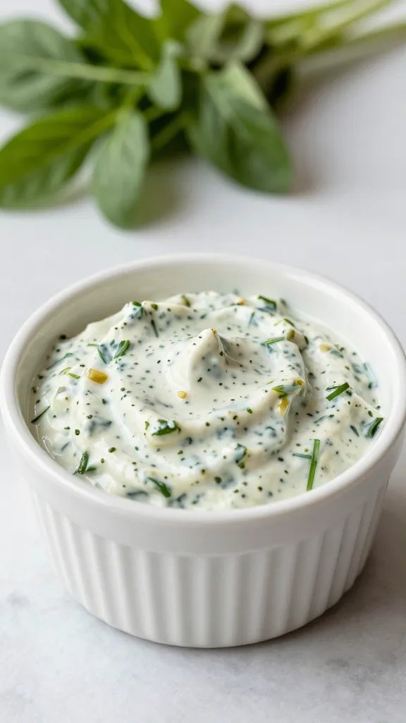 ranch slaw dip in small ceramic ramekin
