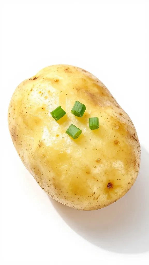 single potato skin with scallion garnish