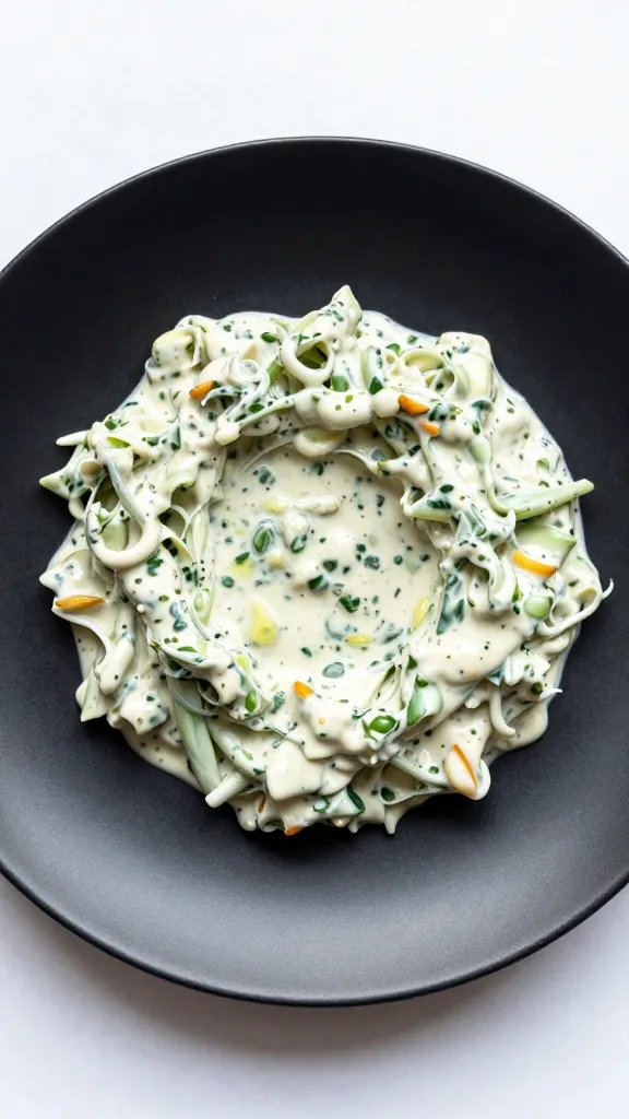 tangy ranch slaw on matte black plate