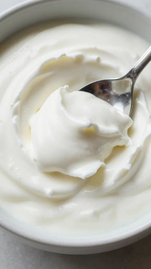 spoonful of whipped feta-mint yogurt, glossy finish