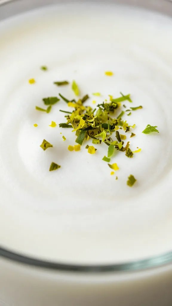 lime zest sprinkled over crema, extreme closeup