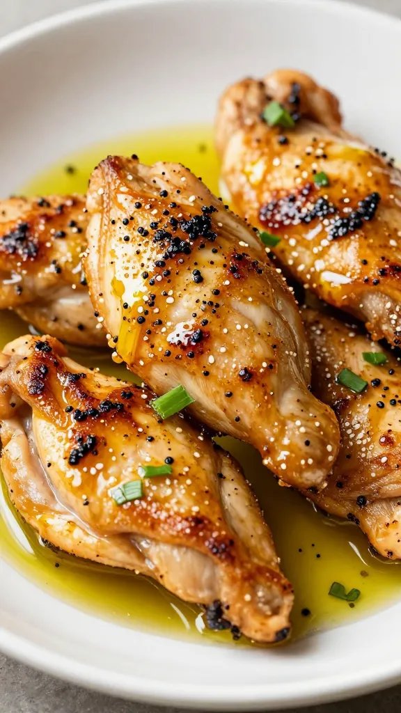 sizzling chicken tender brushed with avocado oil