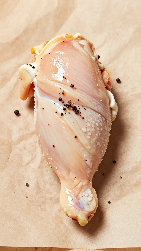 single keto chicken tender on butcher paper, pepper flecks