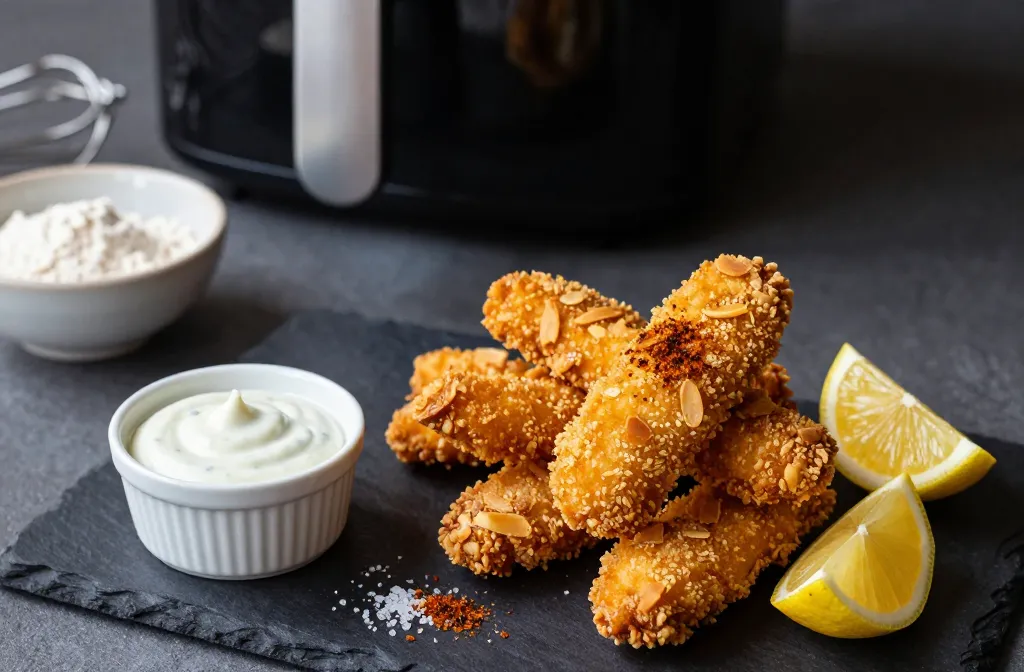 Crispy Fast Air Fryer Keto Chicken Tenders — Almond Flour & Egg Wash