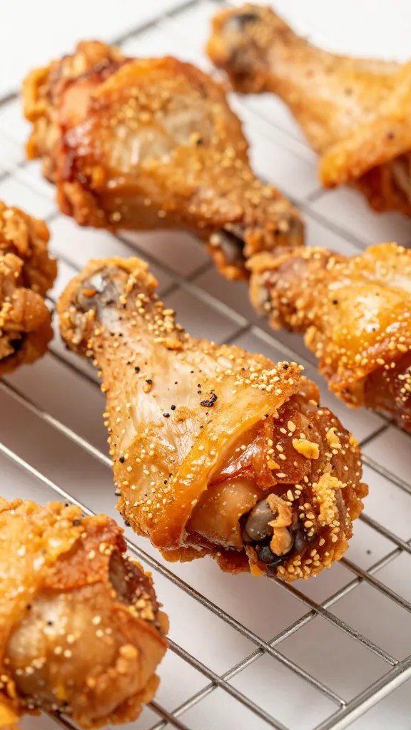 closeup of air-fried keto chicken thigh on wire rack