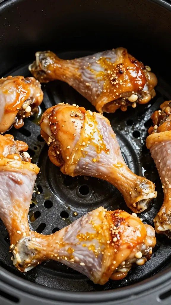 oil-misted chicken drumstick before air frying, closeup