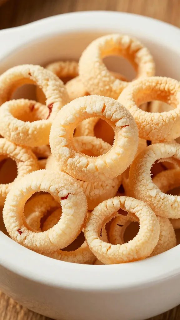 freshly cracked pork rinds in mortar, macro texture