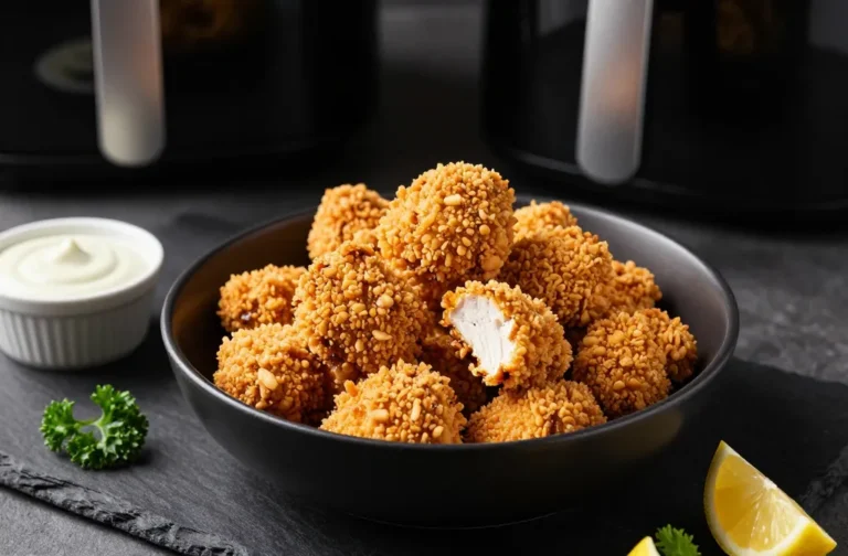 Crispy Air Fryer Keto Popcorn Chicken — Pork Rind Crust