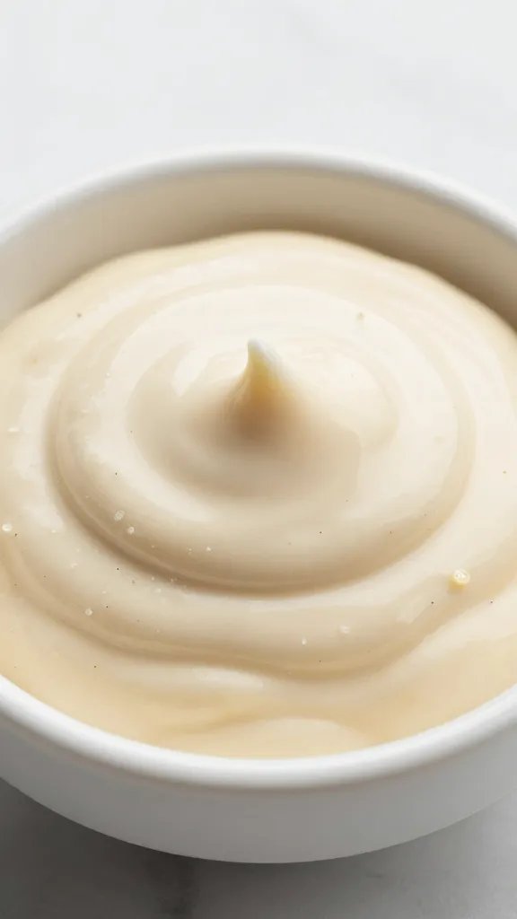 small dipping bowl of sugar-free sriracha mayo, closeup
