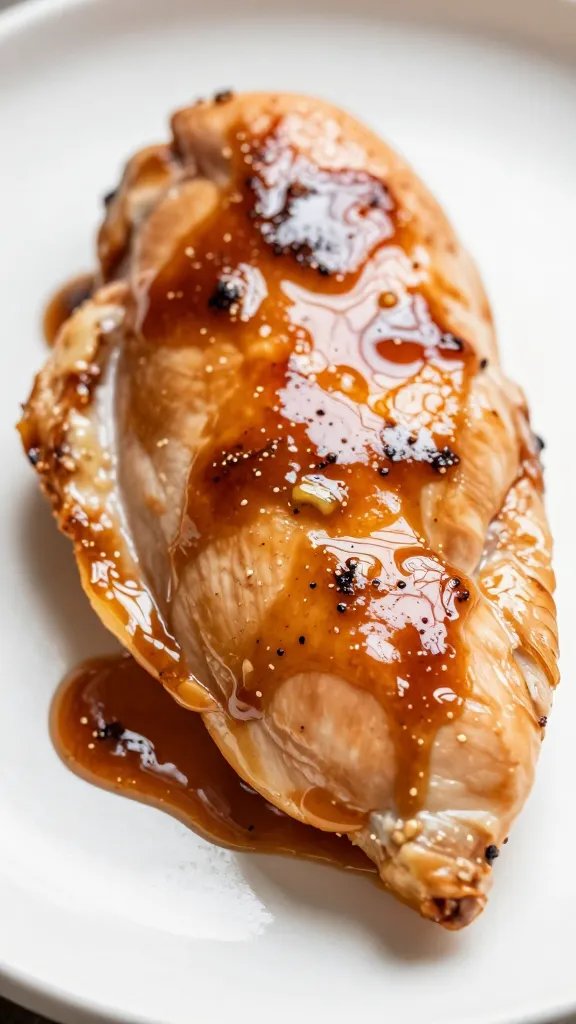 juicy chicken breast with ginger glaze, shallow depth
