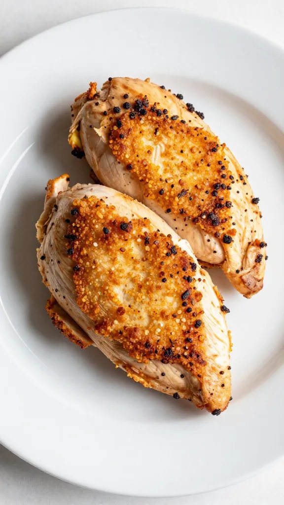 keto chicken breast with crispy edges on white platter