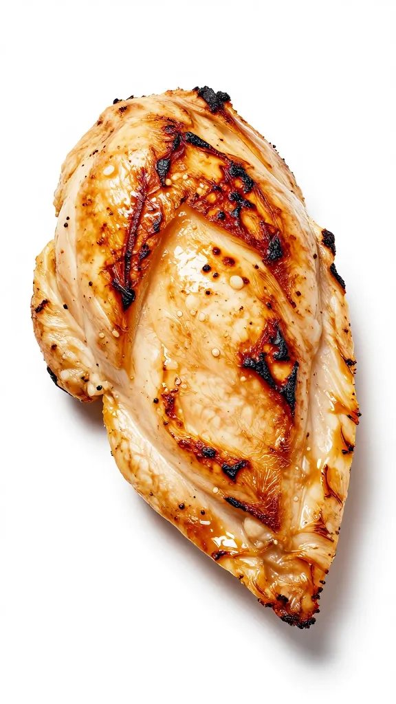 Golden keto chicken breast with charred edges