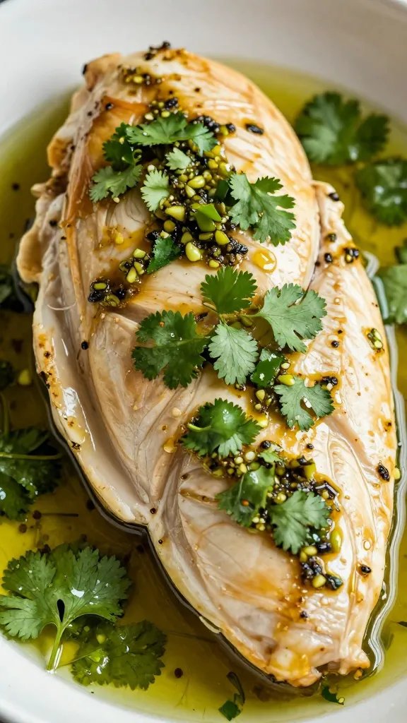 Chicken breast brushed with cilantro garlic marinade