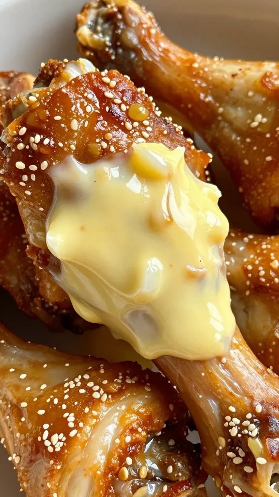 melted garlic butter pooling on drumstick, high detail