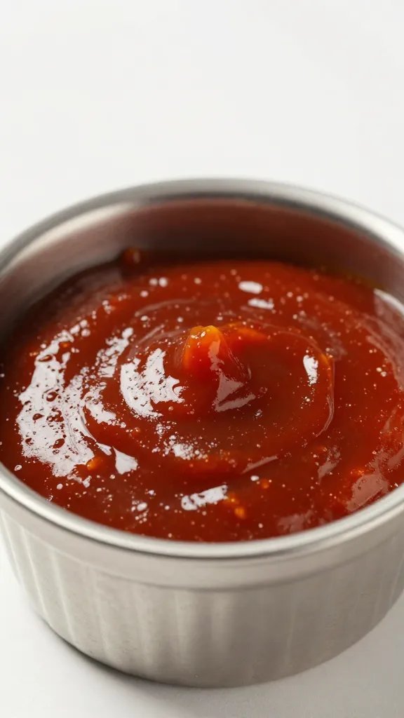 closeup keto gochujang sauce in stainless steel ramekin