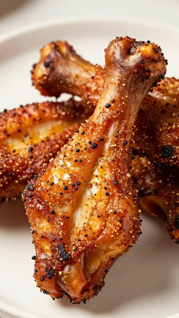 dry-rubbed drumette with visible crackling skin