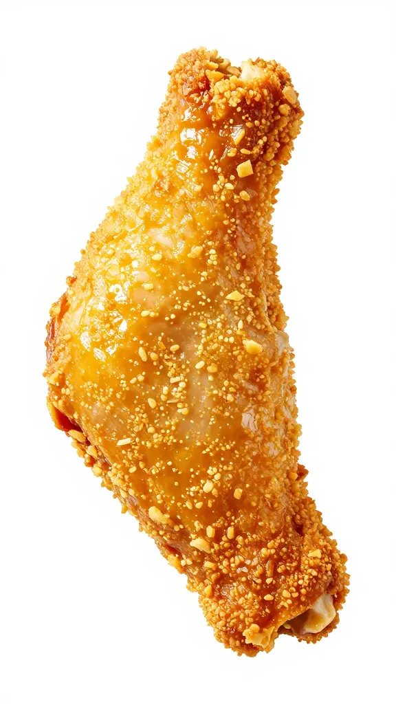 single chicken drumette with rendered, crackly skin