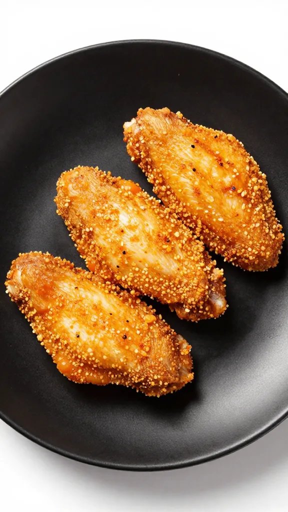 ranch-dusted chicken wing on matte black plate