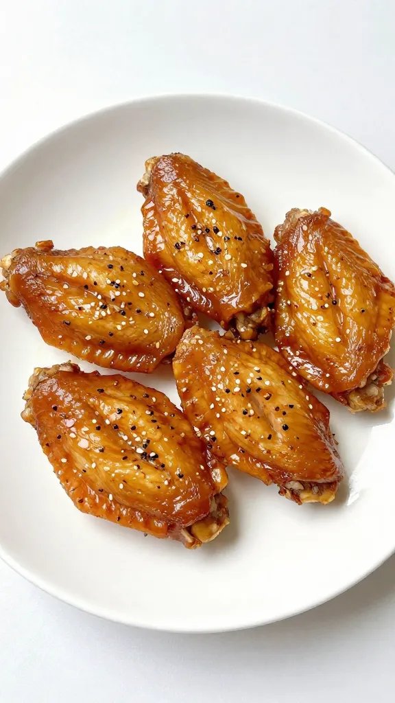 garlic butter–glossed chicken wing on matte white plate