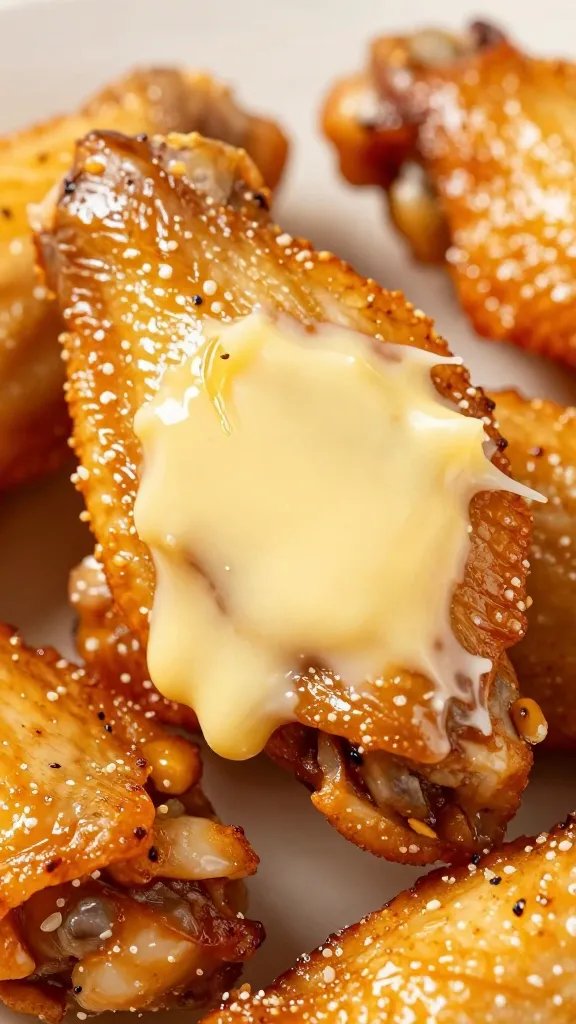chicken wing brushed with melted butter, macro detail