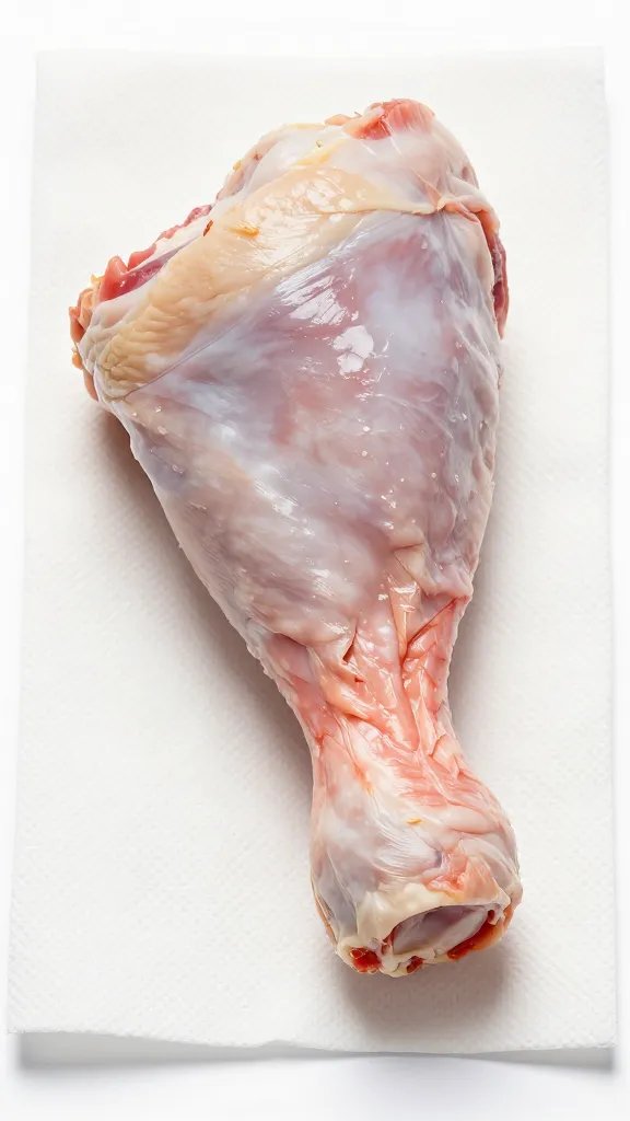 single seasoned raw drumstick patted dry on paper towel