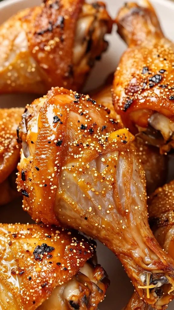 Closeup of dry-brined chicken thigh with crackly skin