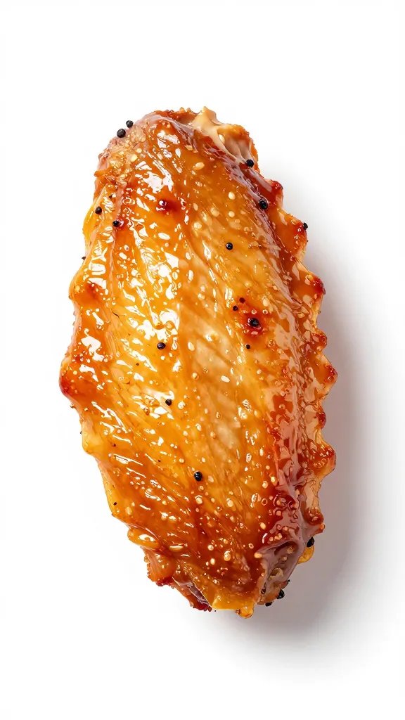 Single roasted chicken wing, blistered keto skin