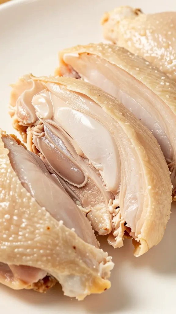 keto chicken thigh sliced to show juicy interior closeup