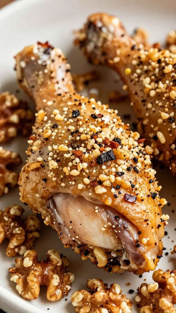 chicken thigh with smoky spice rub and walnut crust macro