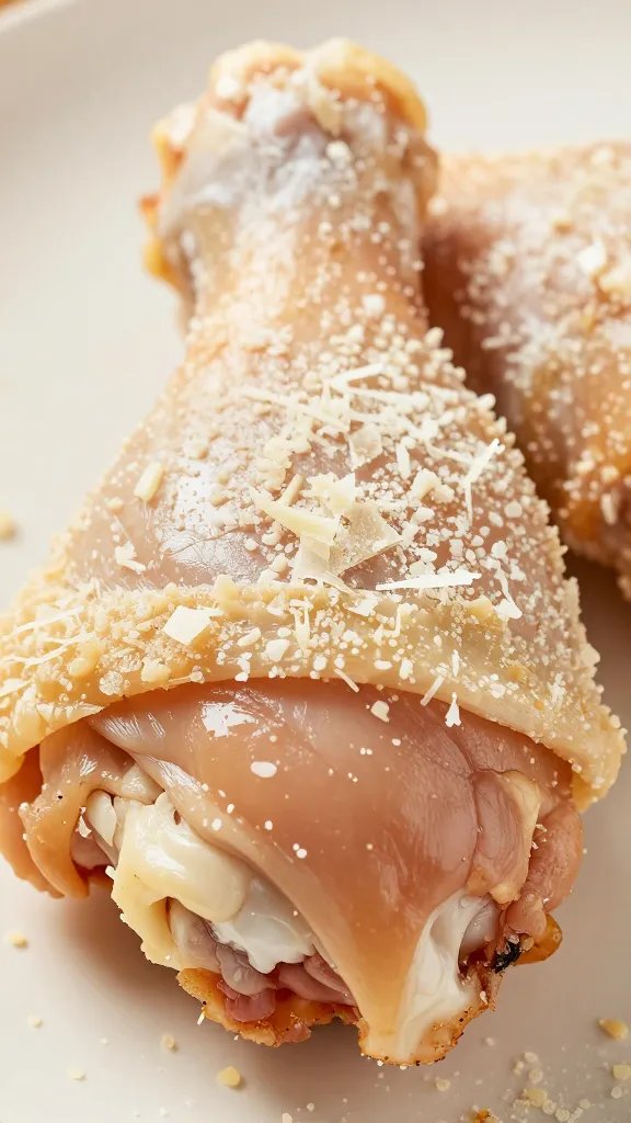 macro shot of Parmesan crust on chicken thigh