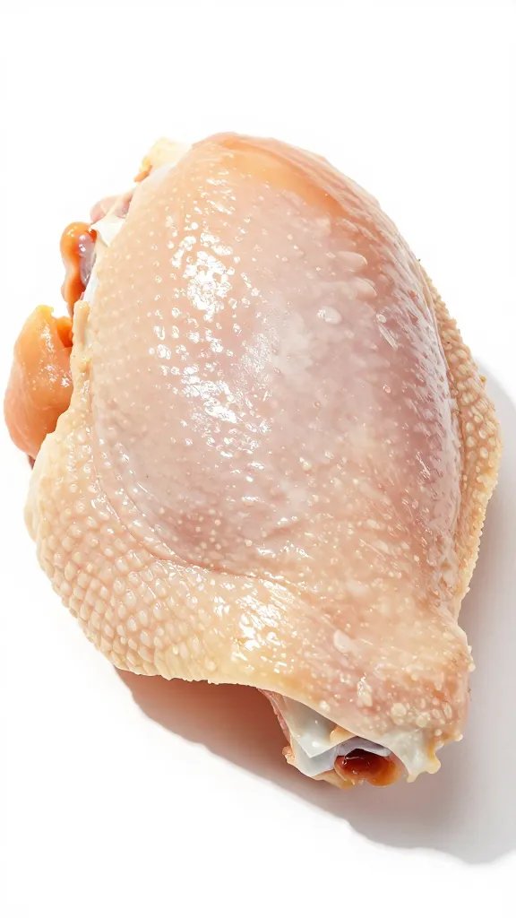 Extreme closeup of air-fried chicken thigh skin — crackly rendered surface with colour variation across the exterior