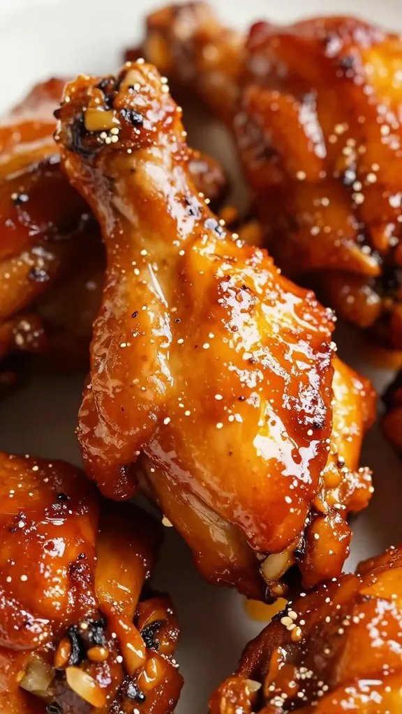 Closeup buffalo chicken thigh glazed and glistening