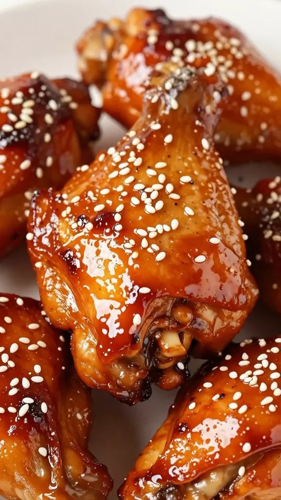 Closeup teriyaki-glazed keto chicken thigh, sesame sprinkle