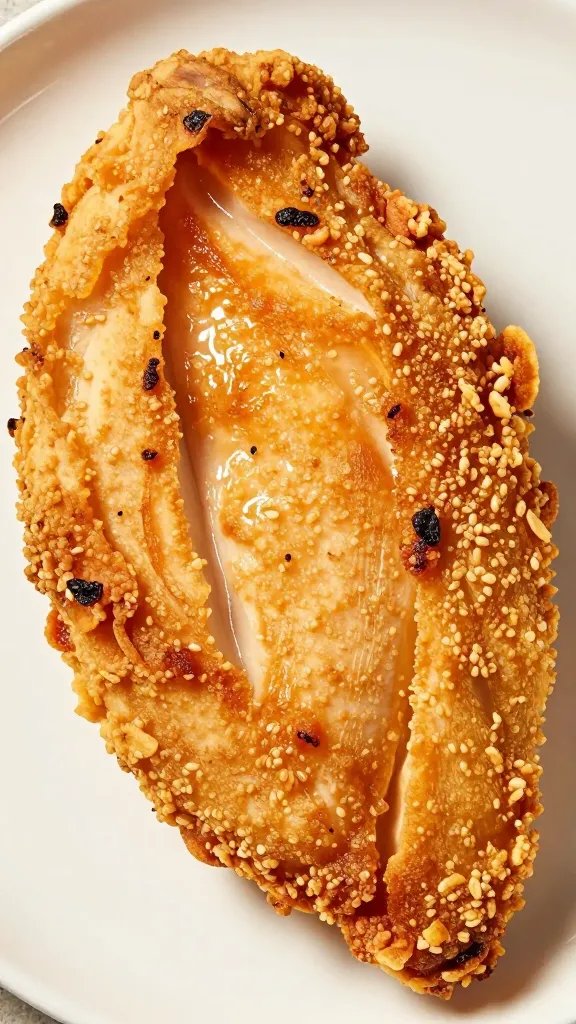 sliced air-fried chicken breast showing juicy center