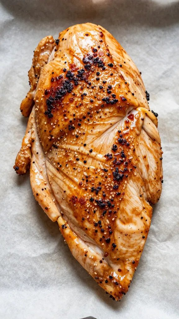 spice-rubbed chicken breast on parchment