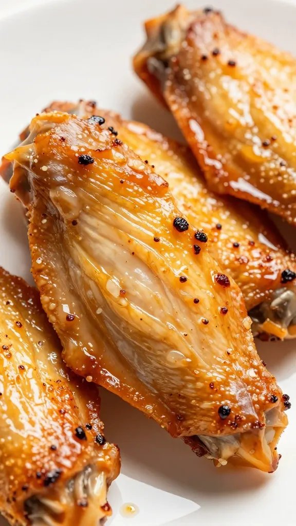 keto wing with visible blistered skin, macro food shot