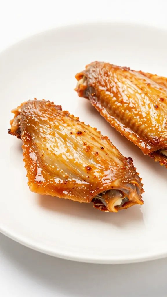 keto wing on white ceramic plate, 45-degree closeup