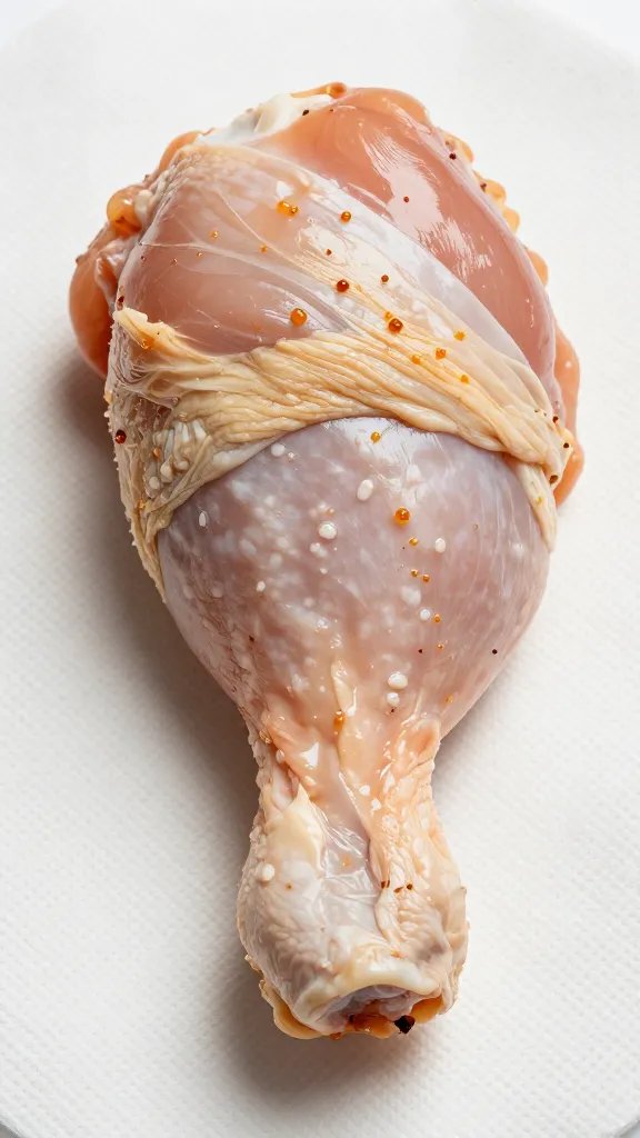 seasoned raw chicken thigh, paper towel pat-dried, macro