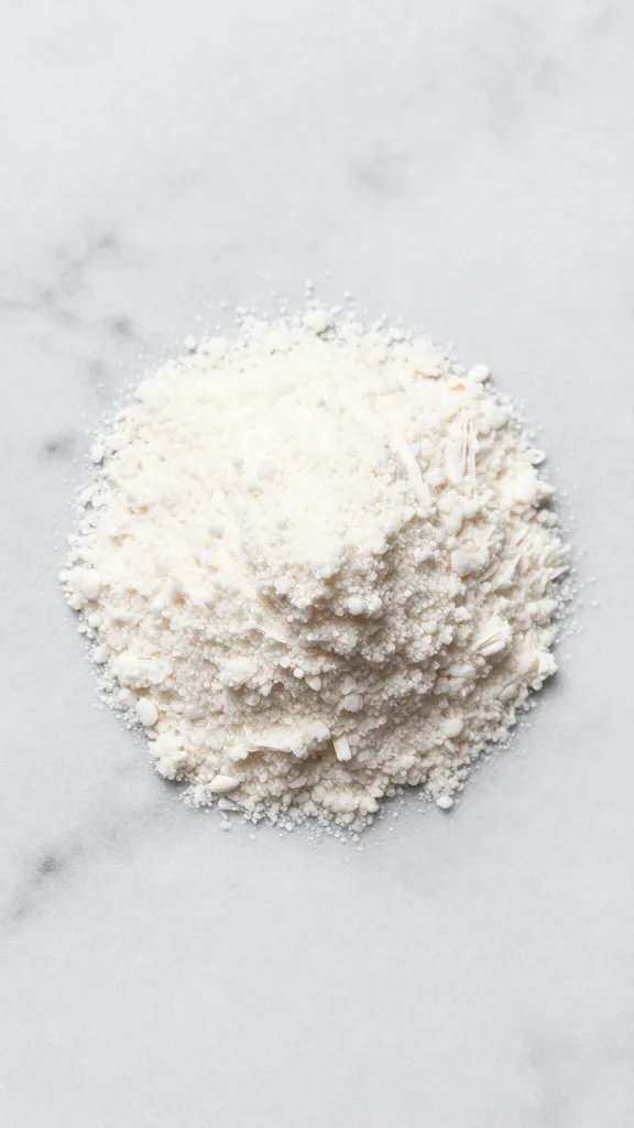 coconut flour teaspoon leveled over marble countertop